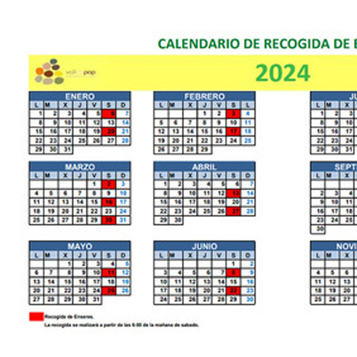 Calendari de recollida d’estris 2024